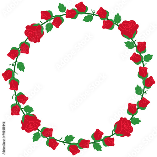 frame of red rose wreath illustration 