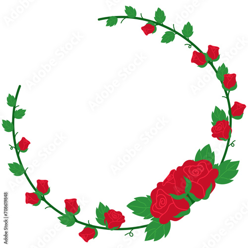 frame of red rose wreath illustration 