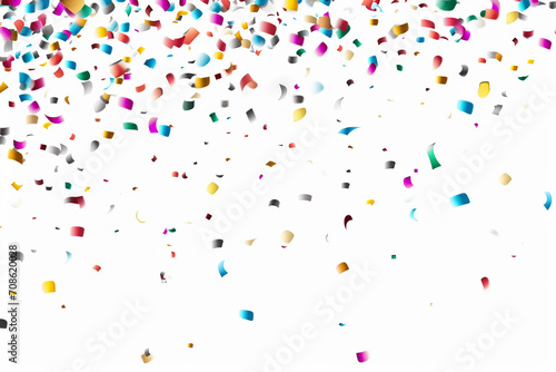 Colored confetti and paper on the white background. Bright Foliage Vector White Background. 