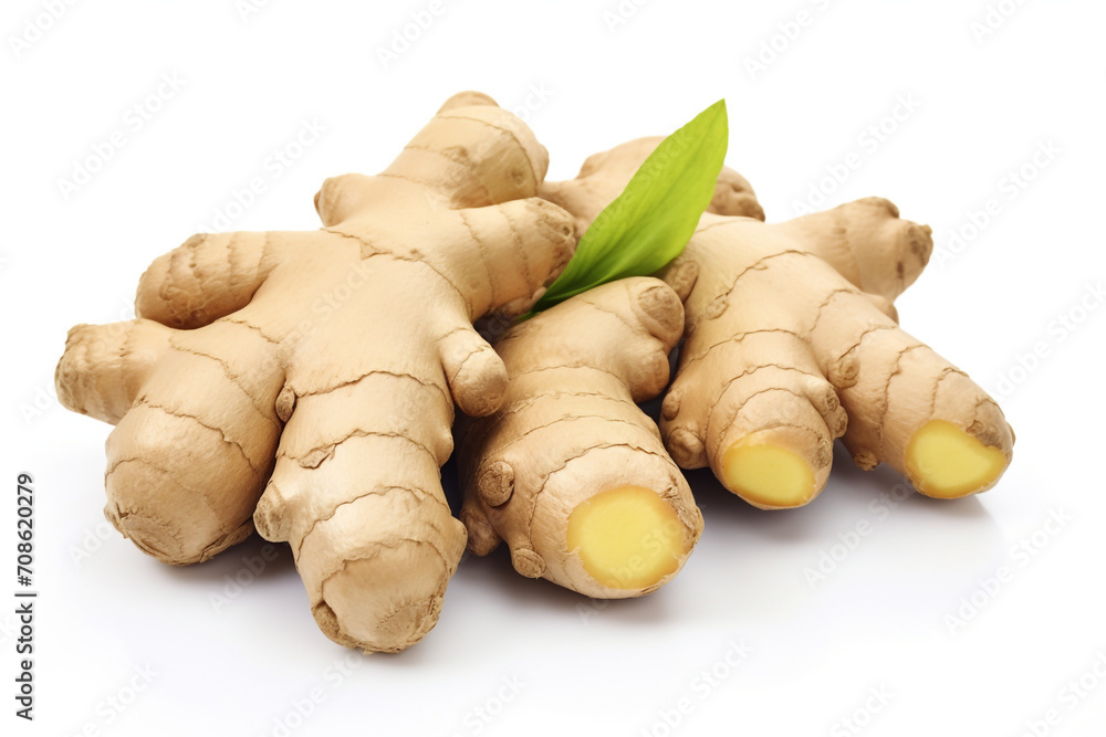 Ginger isolated on white background created with Generative Ai Ginger isolated on white background created with Generative Ai