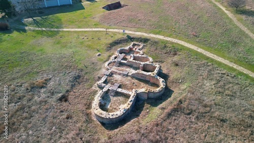Drone top view The ancient Thracian city of Kabyle, Kabile or Cabyle in Bulgaria photo