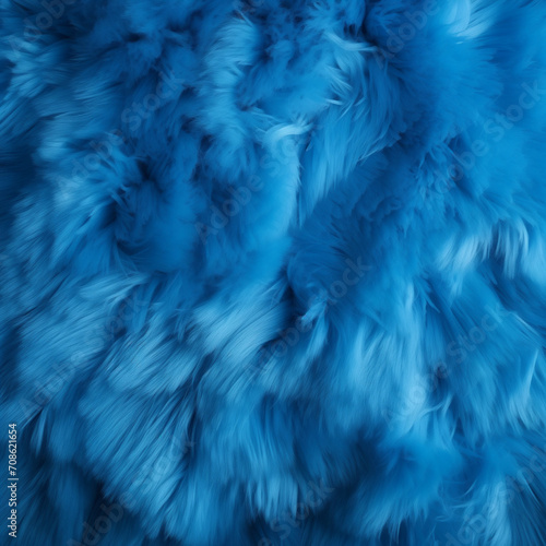  Top view of dazzling fur texture. Dazzling blue sheepskin background. A fur pattern. 