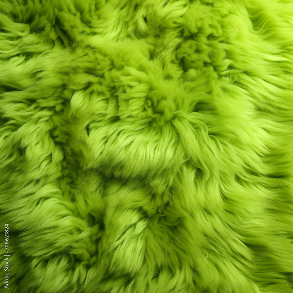 Obraz premium Top view of curling lime fur texture. Lime sheepskin wallpaper twist. A fur pattern.