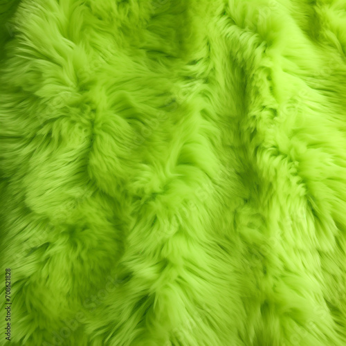 Top view of curling lime fur texture. Lime sheepskin wallpaper twist. A fur pattern.