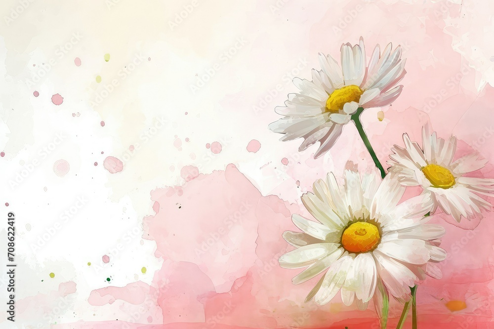 Art floral background with Daisies flowers, copy space. Art floral background with Daisies flowers, copy space.