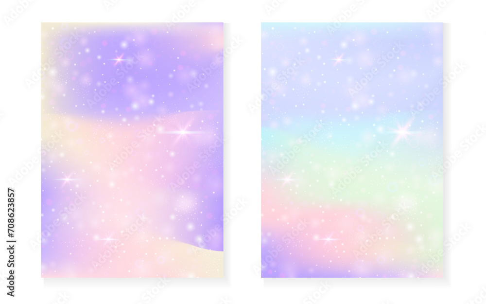 Rainbow background with kawaii princess gradient. Magic unicorn hologram. Rainbow background with kawaii princess gradient. Magic unicorn hologram.