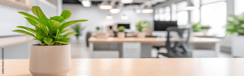 Empty wooden table in modern office, panoramic banner with copy space Empty wooden table in modern office, panoramic banner with copy space