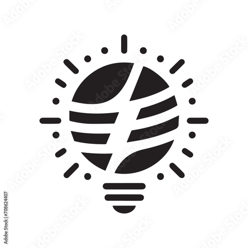 light bulb and lightning logo vector element, light bulb and lightning illustration vector template