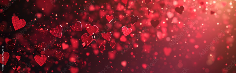 Valentine's day abstract background with red hearts. 
