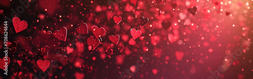 Valentine's day abstract background with red hearts. 