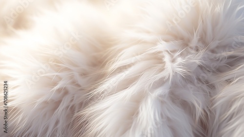 White fur texture backdrop in an abstract close-up, Generative AI.