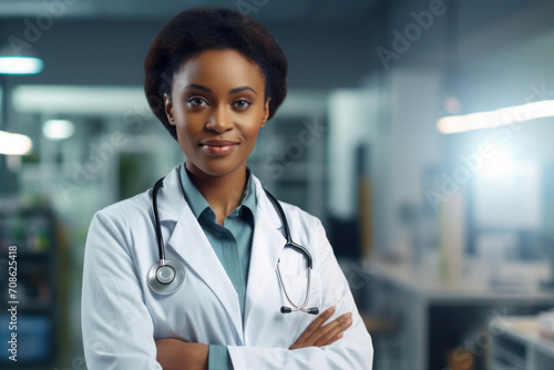 Female doctor  medical worker wearing uniform in a hospital