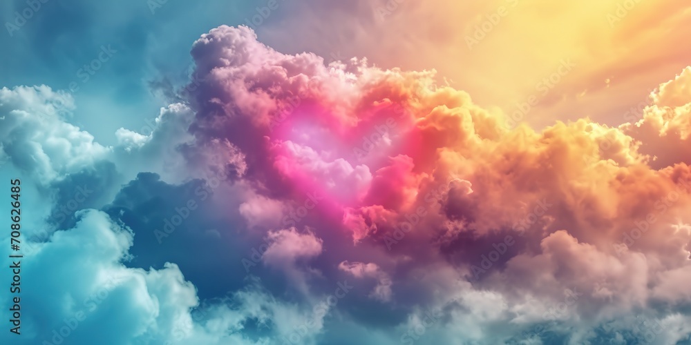 Beautiful colorful heart in the clouds