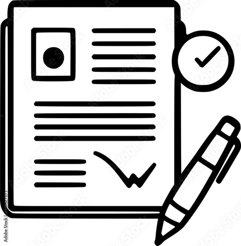 Contract and pen vector icon. Agreement contract filled flat sign for sign, symbol, vector, art