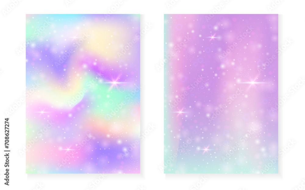 Unicorn background with kawaii magic gradient. Princess rainbow hologram. Unicorn background with kawaii magic gradient. Princess rainbow hologram.