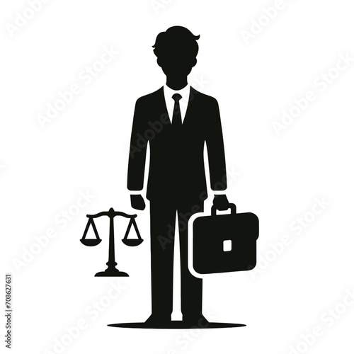 Lawyer with Scales of Justice Silhouette