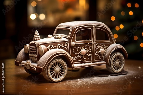 Vintage Sweetness: Detailed Gingerbread Car