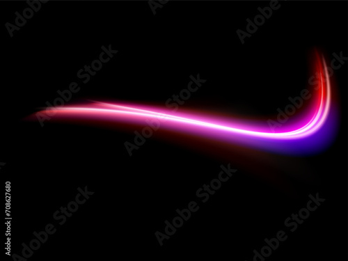 pink glowing shiny lines effect vector background. Luminous white lines of speed. Light glowing effect. Light trail wave, fire path trace line and incandescence curve twirl.