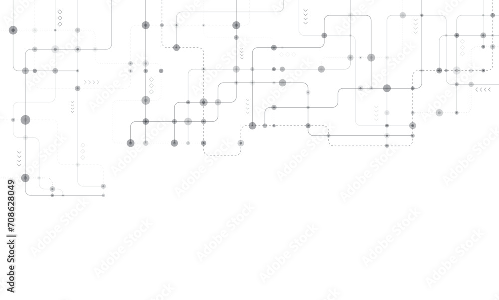 Circuit connect lines and dots. Network technology and Connection concept. Decentralized network nodes connections