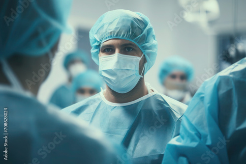 Male doctor, medical worker, surgeon wearing uniform in a hospital