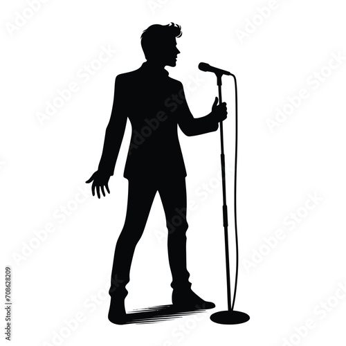 Singer Performing at Microphone Silhouette