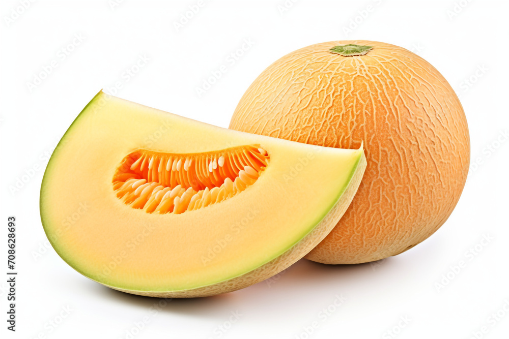 Cantaloupe isolated on white background created with Generative Ai Cantaloupe isolated on white background created with Generative Ai