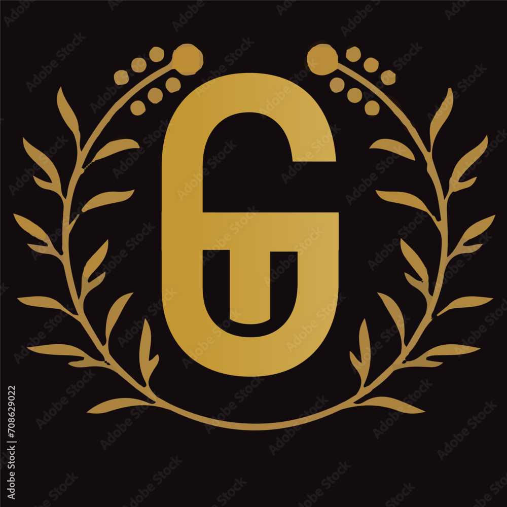 Obraz premium GT letter branding logo design with a leaf.. 