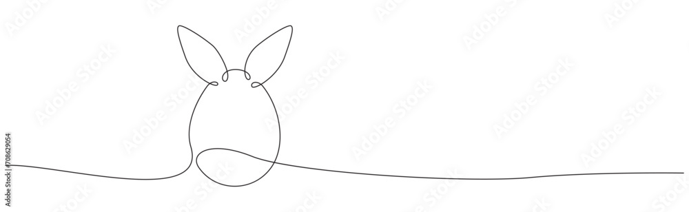 one continuous line of easter egg with bunny ears. simple outline. isolated on a transparent background. one continuous line of easter egg with bunny ears. simple outline. isolated on a transparent background.