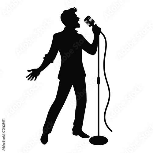Dynamic Singer with Microphone Silhouette