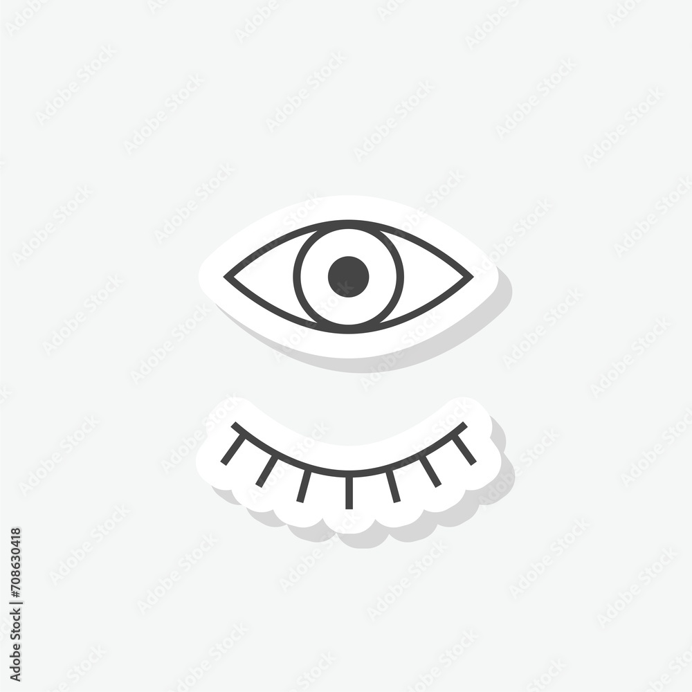 Obraz premium Eyes open and closed icon sticker isolated on gray background