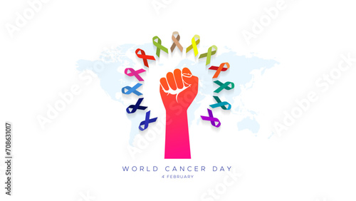 4 february, World Cancer Day. Fight tips trics and rid cancer vector illustration. Cancer awareness poster banner design.