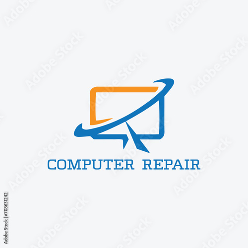 computer repairing logo design vector	