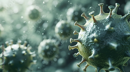 Coronavirus 2019-nCov novel coronavirus concept. Microscope virus close up photo