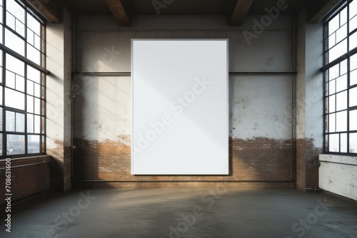 A blank poster mock-up in an industrial loft