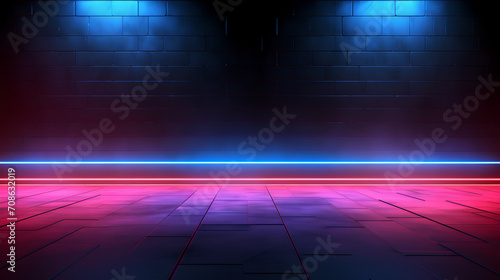 Futuristic background with red and blue neon light effect