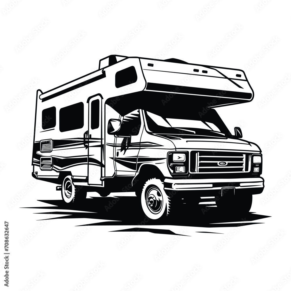 RV Camper Motor Home Vector illustration, isolated on white background RV Camper Motor Home Vector illustration, isolated on white background