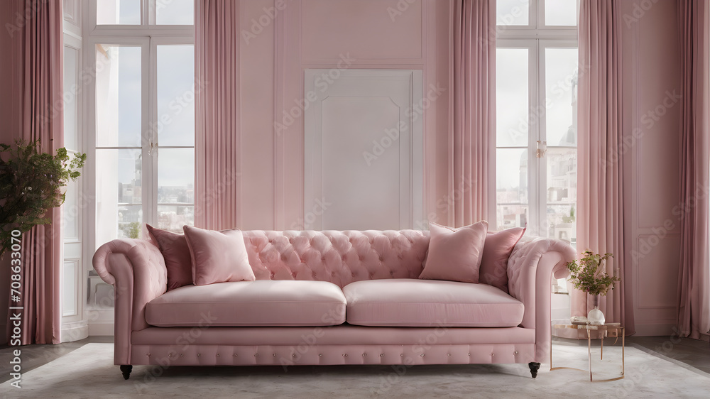 Fototapeta premium A light Pink living room