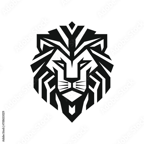abstract geometric lion head vector mascot logo