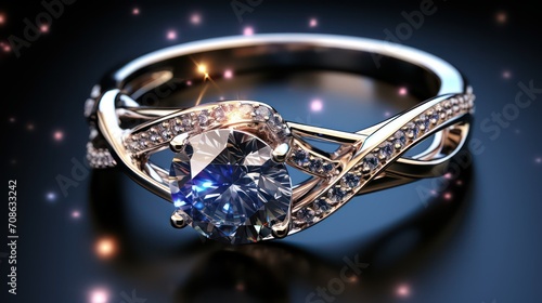 Wedding ring with diamonds. Jewelry background