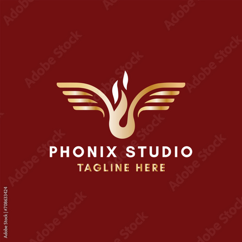 phoenix eagle falcon logo design vector