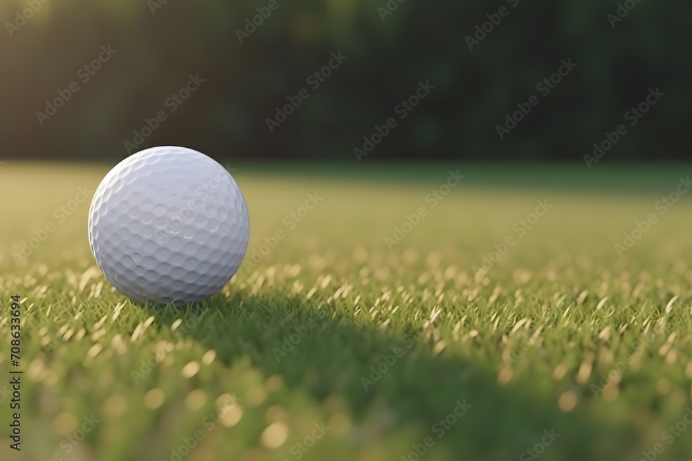 Golf ball on green grass. Neural network AI generated art Golf ball on green grass. Neural network AI generated art