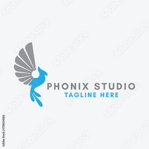 phoenix eagle falcon logo design vector