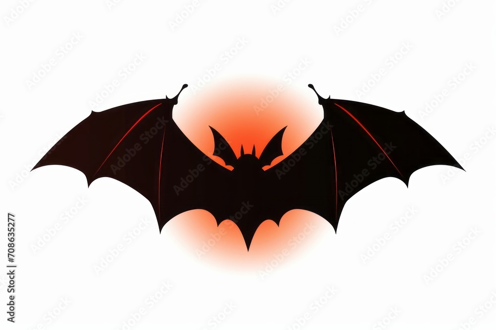 Bat flying through the air over a white background