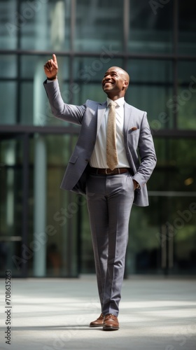 african american businessman on the street with successful expression