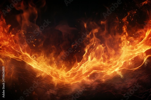 Dazzling fire background with bright flames illuminating the darkness
