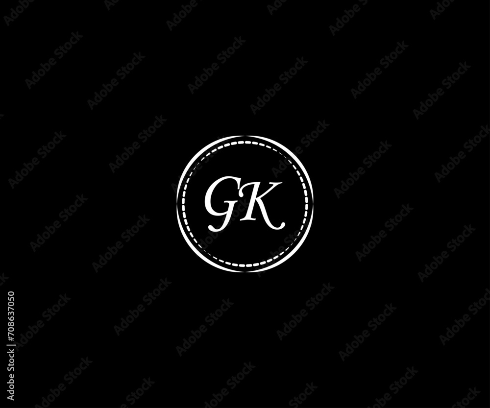 Fototapeta premium Abstract GK letter logo. black background.