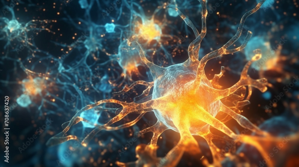 neurons and synapse like structures depicting brain Ai Generative