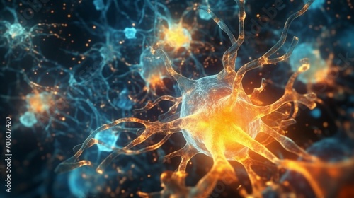 neurons and synapse like structures depicting brain Ai Generative