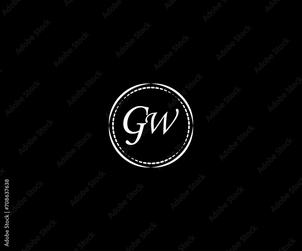 Fototapeta premium Abstract GW letter logo. black background.