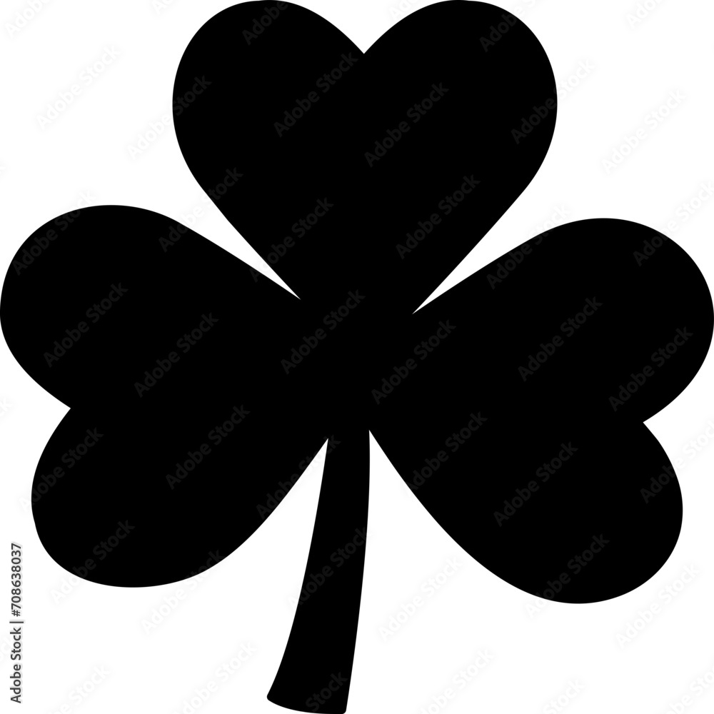 shamrock silhouette.Clover flat silhouette. shamrock silhouette.Clover flat silhouette.